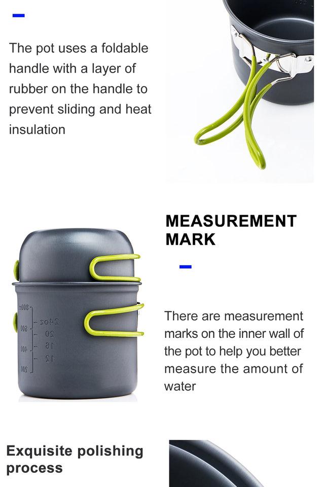 Widesea Ultralight Camping Cooking Utensils Outdoor Tableware Pot Set Hiking Picnic Travel Tourist Dishes Supplies Equipment