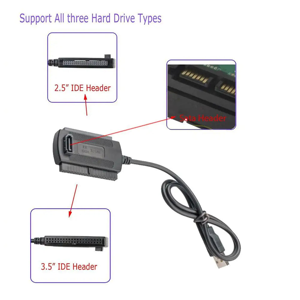 USB 2.0 to IDE SATA S-ATA 2.5 3.5 HD HDD Hard Drive Adapter Converter