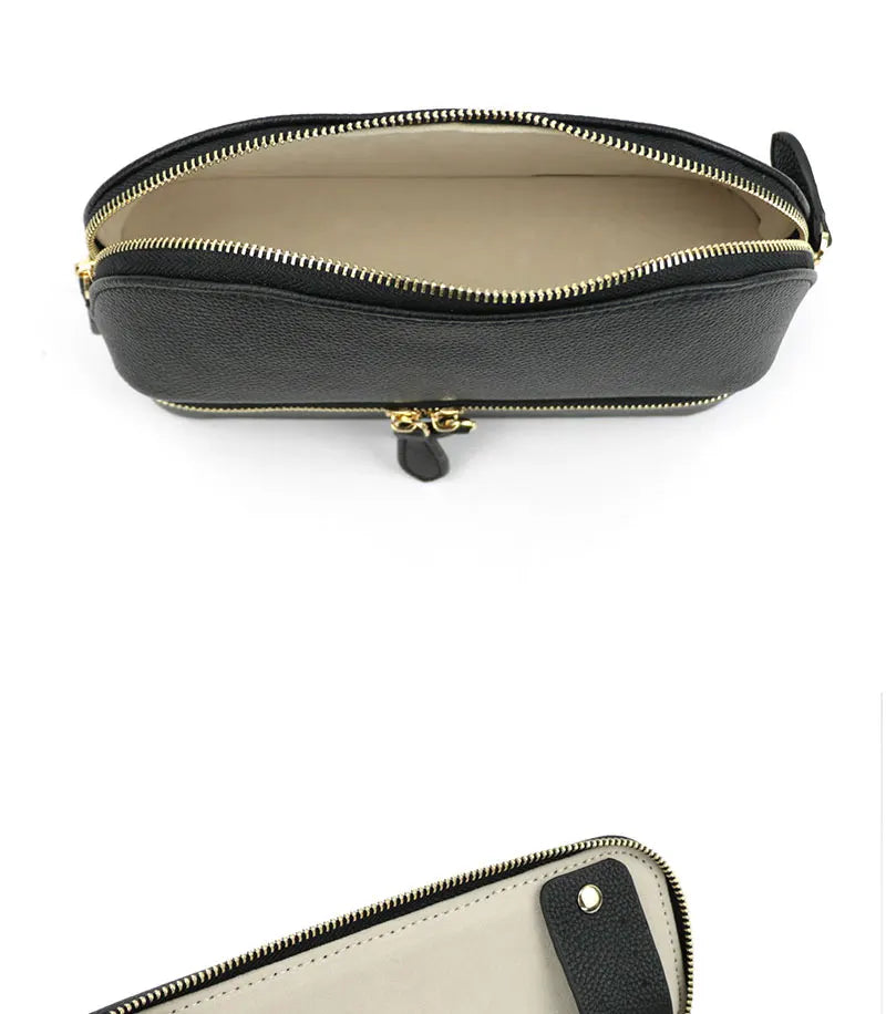 Personalized Cosmetic Bag Pu Leather Women Travel Makeup Bag with Jewelry Organizer Case 2 in 1 Ladies Travel Clutch Pouch