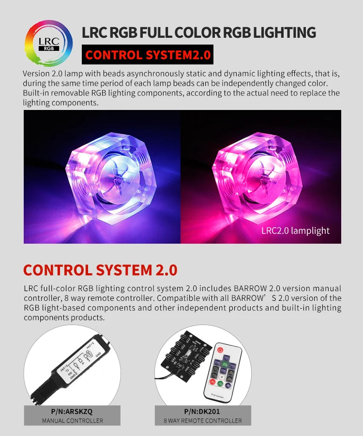 Barrow PC Water Cooling Flow Meter Indicator 5V 3 Pin LRC2.0 Version SLFV1-RGB for Water Cooling System RGB Flow Monitor