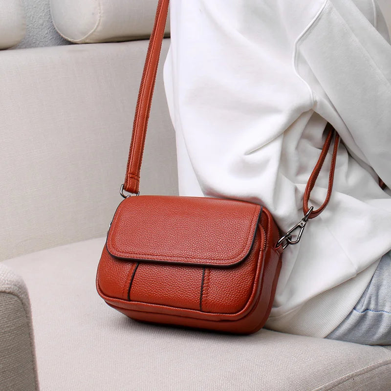 Genuine Leather Women's Casual Fashion Bag Women Messenger Bag Small Shoulder Bag Crossbody Bags for Real Cowhide Women Handbags