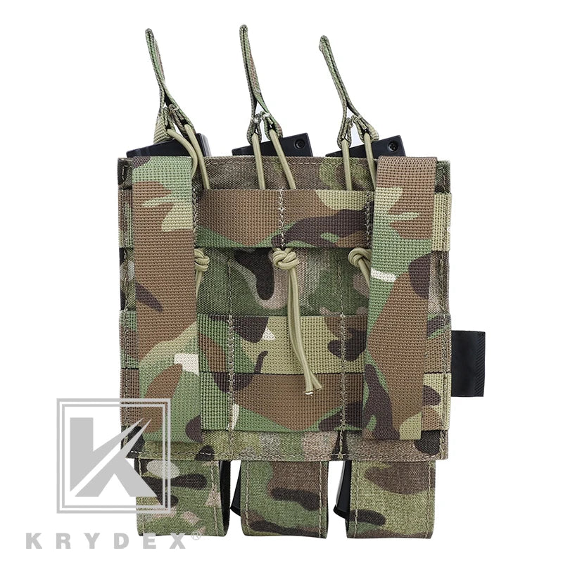 KRYDEX MP5 MP7 KRISS Triple Magazine Pouch Tactical Modular MOLLE Triple Open Top SMG Mag Pouch Carrier For Airsoft Hunting Gear