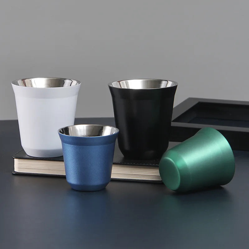 Custom Name Stainless Steel Espresso Cups Double Wall Insulated Cups Demitasse Cups Coffee Cup For Drinking Coffee, Gift for Him