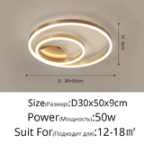 Nordic Creative Round Circle Chandeliers For Bedroom Living Room Restaurant Lighting Golden Coffee Lustre Ring Ceiling Lights