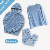 Women Winter Flannel Pajama Set Fleece Pajamas Sleepwear Homewear Thick Warm Velvet Female Suit Fall Sweatshirt Ladies Pyjama