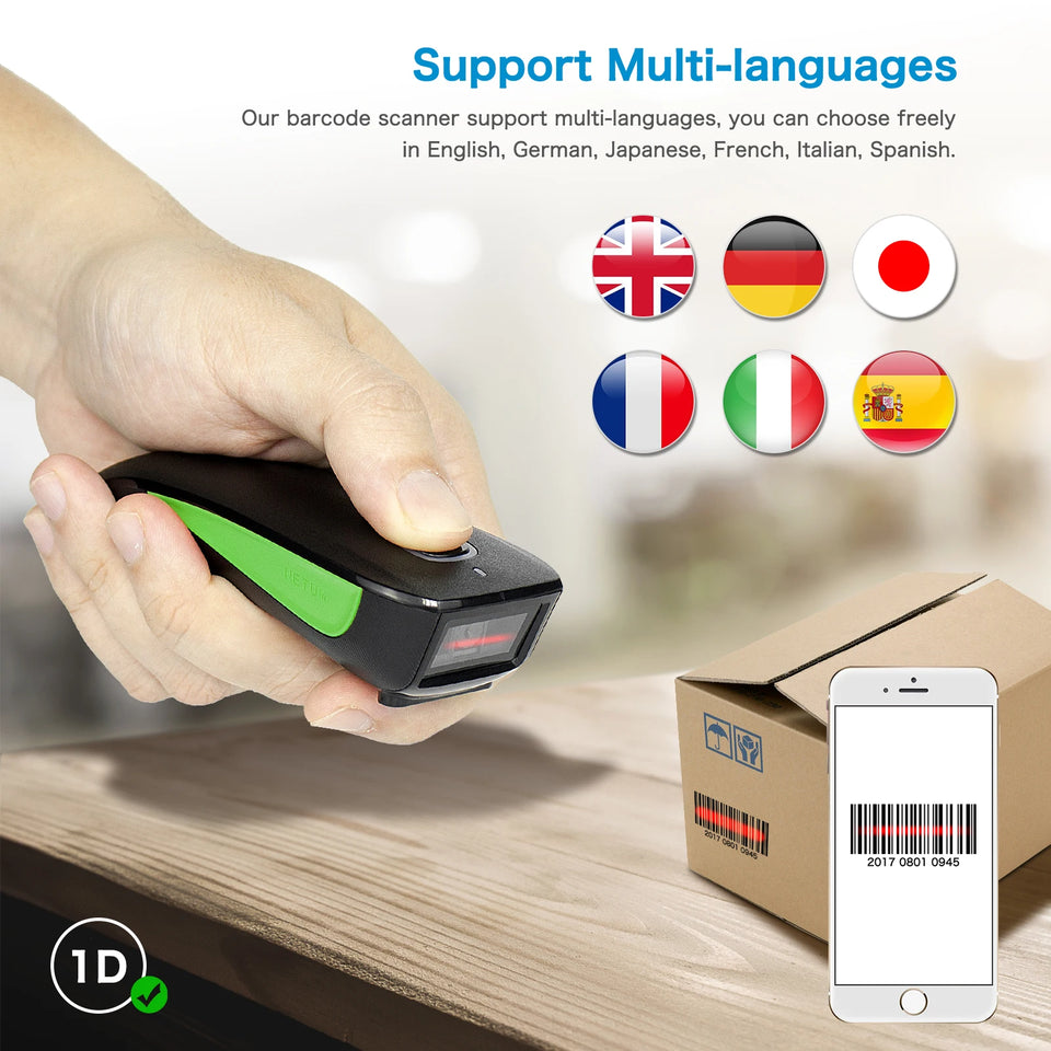 NETUM E800 Bluetooth 2D Barcode Scanner Pocket Wireless QR Reader Data Matrix PDF417 IOS Android Windows