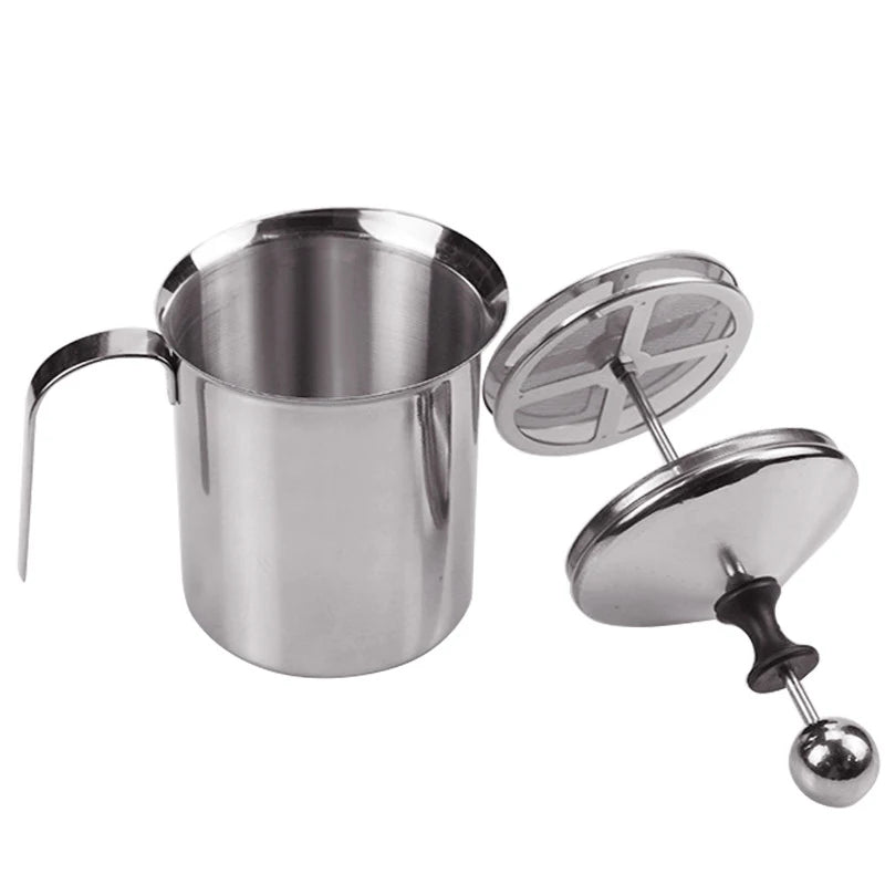 800ML Stainless Milk Frother Foam Maker Double Mesh Milk Creamer Milk Foamer Coffee Cappuccino Drink Mixer Egg Beater Kitchen