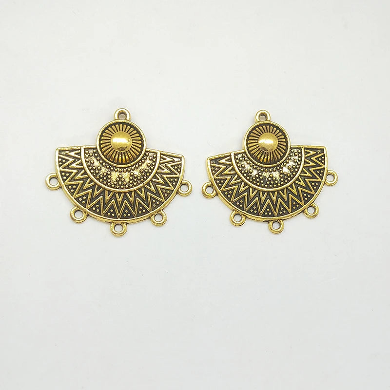 New Fashion 35MM Linker 5pieces/bag Sector Eye Retro Gold  Zinc Alloy Charms Connector for DIY Jewelry Accessories