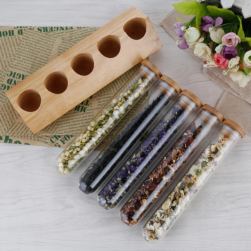 Coffee Beans Display Creative Wooden Flower Tea Rack Stand Cereals canister Glass Test Tube sealed Storage Decorative Ornaments