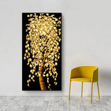Abstract Golden Leaves and Flower Tree Oil Painting on Canvas Posters and Prints Wall Art Pictures for Living Room Cuadros Decor