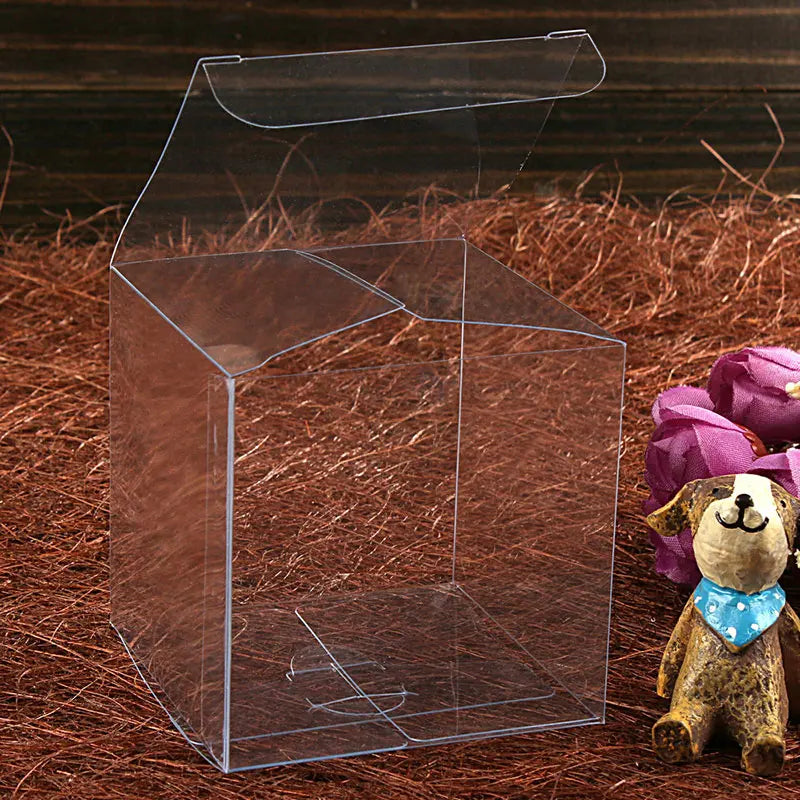 50pcs 7*7*7cm Transparent Waterproof PVC Boxes Packaging Small Plastic Clear Box Storage For Food/jewelry/Candy/Gift/cosmetics