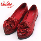 Xiuteng 2022 Shoe For Women Handmade Shoes Genuine Leather Soft Safe Flats Autumn Driving Shoes Pointed Toe Women Flats 5 Color
