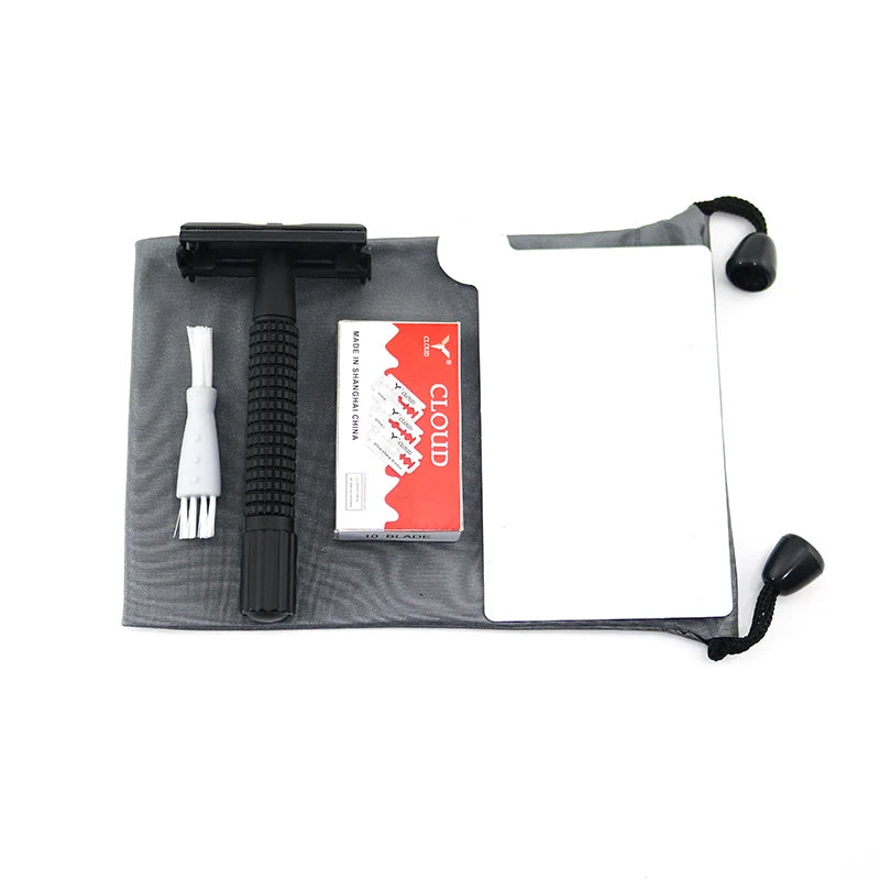 Butterfly Safety Razor WEISHI Brass material Gun color 9306-C or  Black Travel pouch Stainless steel mirror Top quality NEW