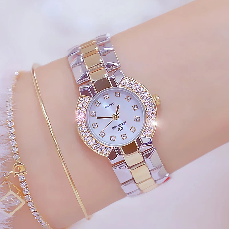 Women Luxury Brand Watch 2025 Dress Silver Gold Women Wrist Watch Quartz Diamond Ladies Watches Female Clock Bayan Kol Saati