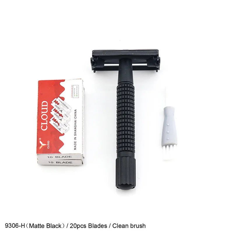 Butterfly Safety Razor WEISHI Brass material Gun color 9306-C or  Black Travel pouch Stainless steel mirror Top quality NEW