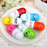 6pcs/lot Korea Stationery Smiling Face Pill Shape Ballpoint Pen Cute Cartoon Favor Retractable Ball Pen