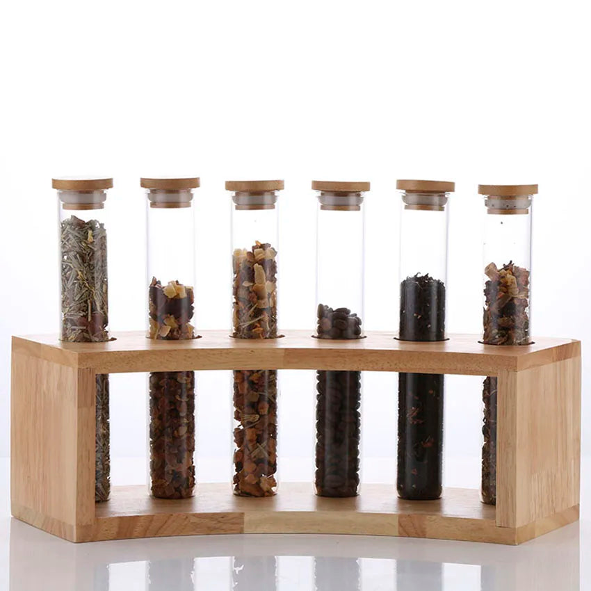 Coffee Beans Display Creative Wooden Flower Tea Rack Stand Cereals canister Glass Test Tube sealed Storage Decorative Ornaments