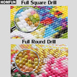 HOMFUN Diamond Painting Full Square/Round Drill 5D DIY "Rose flower car Tower" Daimond Embroidery Rhinestone Cross Stitch Decor