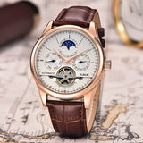 LIGE Brand Classic Mens Retro Watches Automatic Mechanical Watch Tourbillon Clock Genuine Leather Waterproof Military Wristwatch