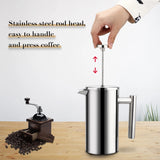 1.5L / 2L Coffee Maker French Press Stainless Steel Espresso Coffee Machine French Press Double-Wall Insulated Coffee Tea Maker