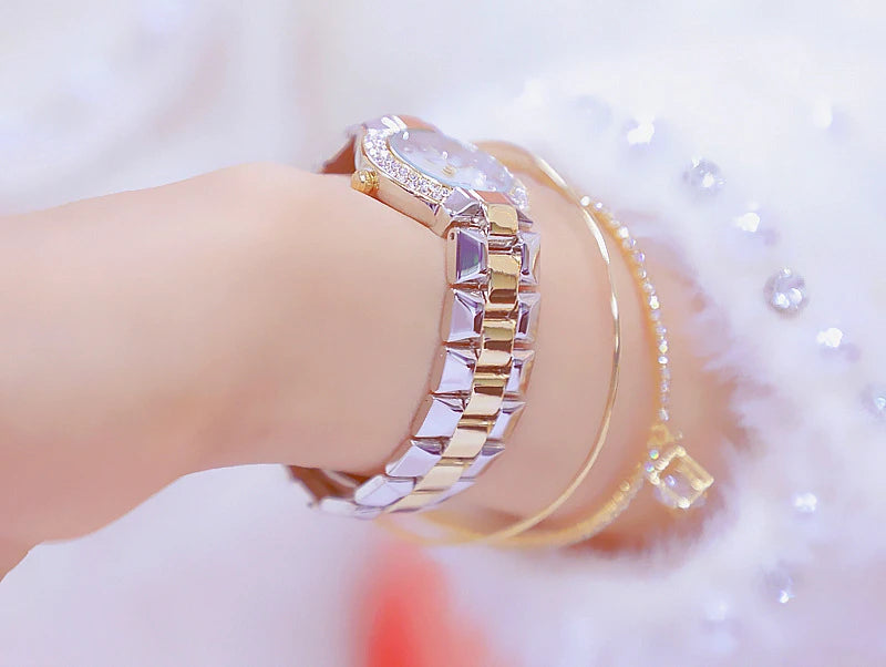 Women Luxury Brand Watch 2025 Dress Silver Gold Women Wrist Watch Quartz Diamond Ladies Watches Female Clock Bayan Kol Saati