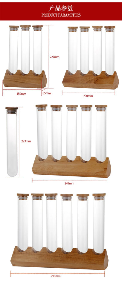 Coffee Beans Display Creative Wooden Flower Tea Rack Stand Cereals canister Glass Test Tube sealed Storage Decorative Ornaments