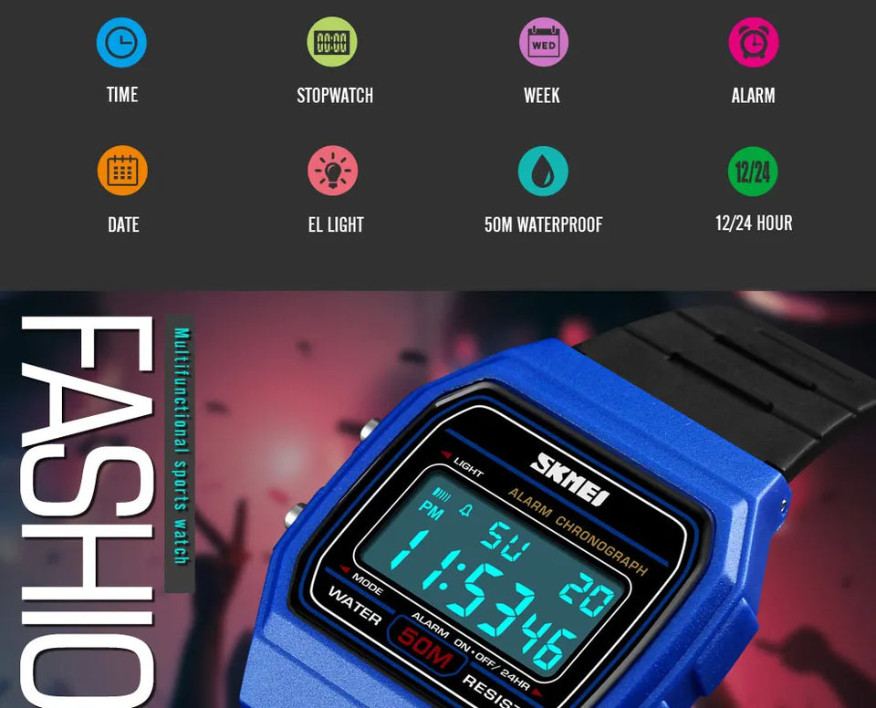 SKMEI Fashion Sports Couple Watches Women Digital Watch Waterproof Display Date Week Female Wristwatch Relogio Feminino 1412