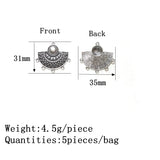New Fashion 35MM Linker 5pieces/bag Sector Eye Retro Gold  Zinc Alloy Charms Connector for DIY Jewelry Accessories