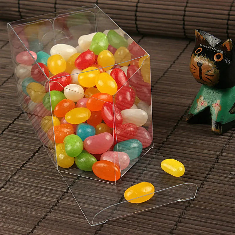 50pcs 7*7*7cm Transparent Waterproof PVC Boxes Packaging Small Plastic Clear Box Storage For Food/jewelry/Candy/Gift/cosmetics