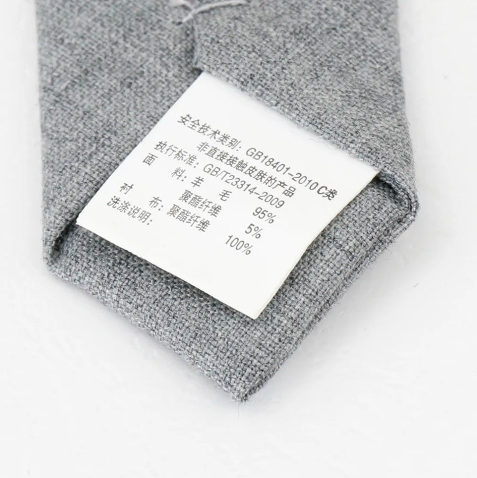 Commercial Luxury 100% Wool Tie Classical Color Black Grey Necktie Mens Fashion Neckties Designer Handmade European Style Ties