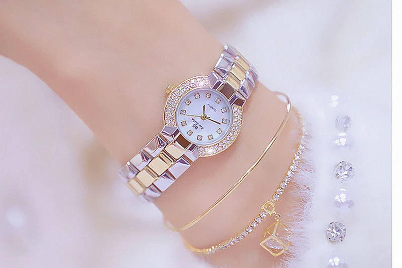 Women Luxury Brand Watch 2025 Dress Silver Gold Women Wrist Watch Quartz Diamond Ladies Watches Female Clock Bayan Kol Saati