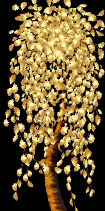 Abstract Golden Leaves and Flower Tree Oil Painting on Canvas Posters and Prints Wall Art Pictures for Living Room Cuadros Decor
