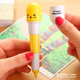 6pcs/lot Korea Stationery Smiling Face Pill Shape Ballpoint Pen Cute Cartoon Favor Retractable Ball Pen