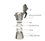 HOODAKANG-Stovetop Moka Coffee Maker, Italian Espresso, Expresso Percolator, Cafe Coffee Pot, 1, 2, 3, 6, 9, 12, 14Cup