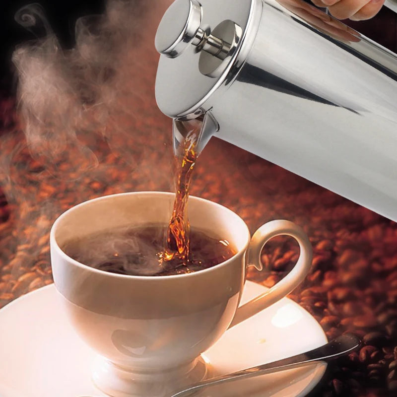 1.5L / 2L Coffee Maker French Press Stainless Steel Espresso Coffee Machine French Press Double-Wall Insulated Coffee Tea Maker