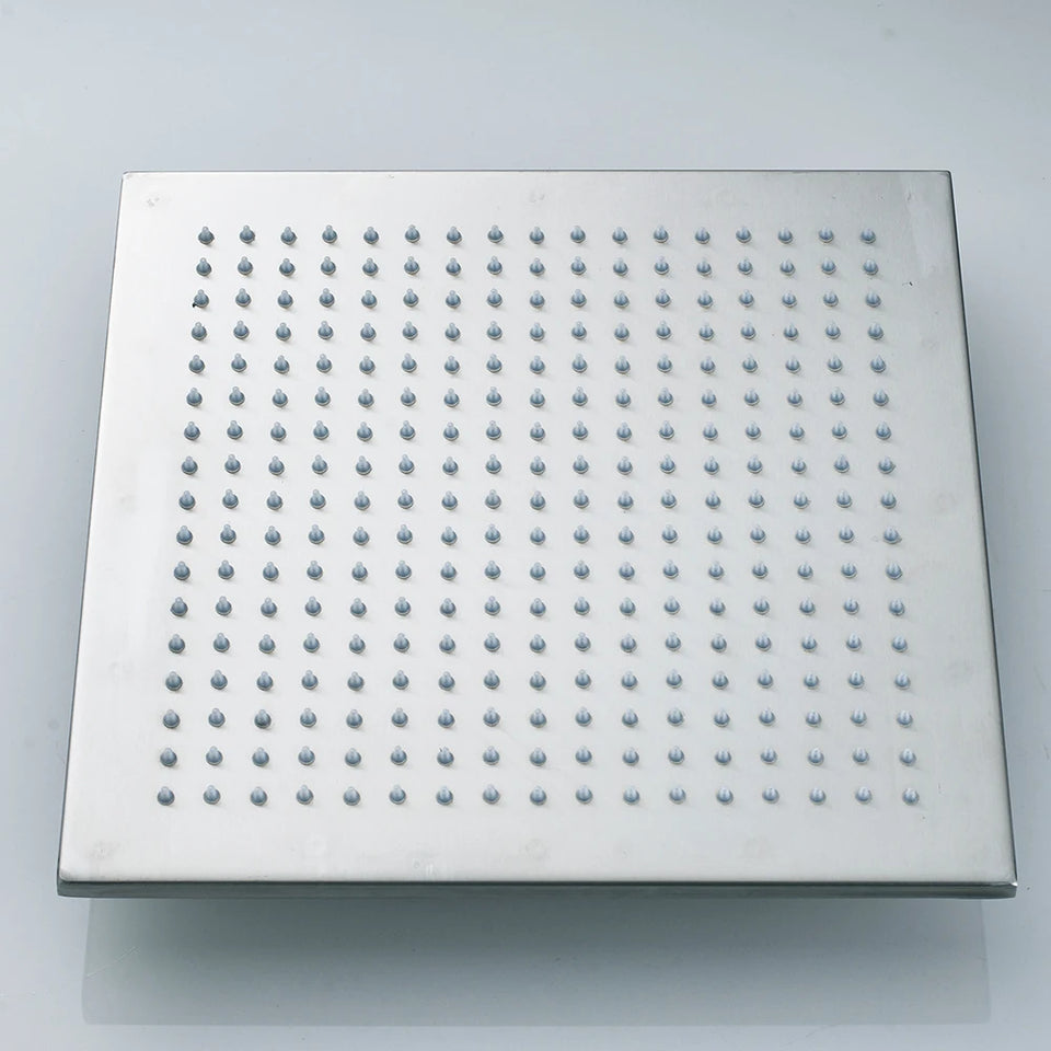 Rainfall Shower Head LED Light 12/16" Large Brass Rainfall Shower Faucet Head Square Shape/Color Changed