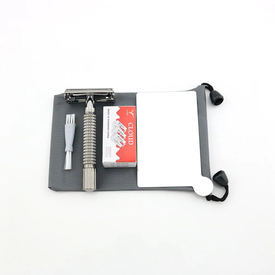 Butterfly Safety Razor WEISHI Brass material Gun color 9306-C or  Black Travel pouch Stainless steel mirror Top quality NEW
