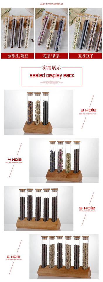 Coffee Beans Display Creative Wooden Flower Tea Rack Stand Cereals canister Glass Test Tube sealed Storage Decorative Ornaments
