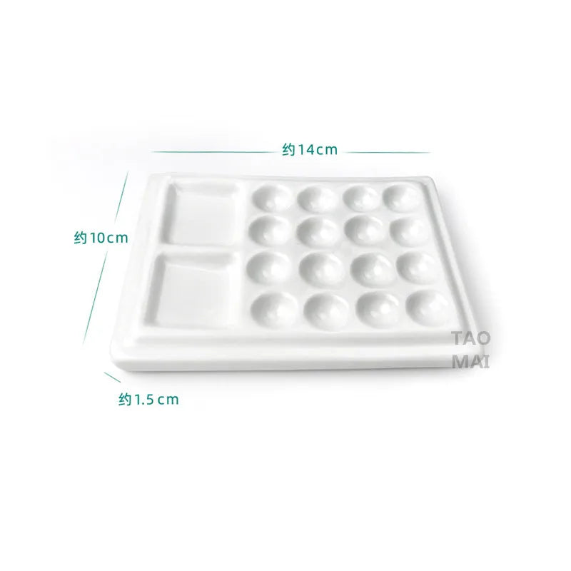 Ceramic Watercolor Palette Rectangular 28-hole/18-hole Palette Paint Plate Watercolor Gouache Paint Plate Painting Art Supplies