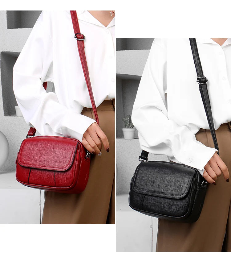 Genuine Leather Women's Casual Fashion Bag Women Messenger Bag Small Shoulder Bag Crossbody Bags for Real Cowhide Women Handbags