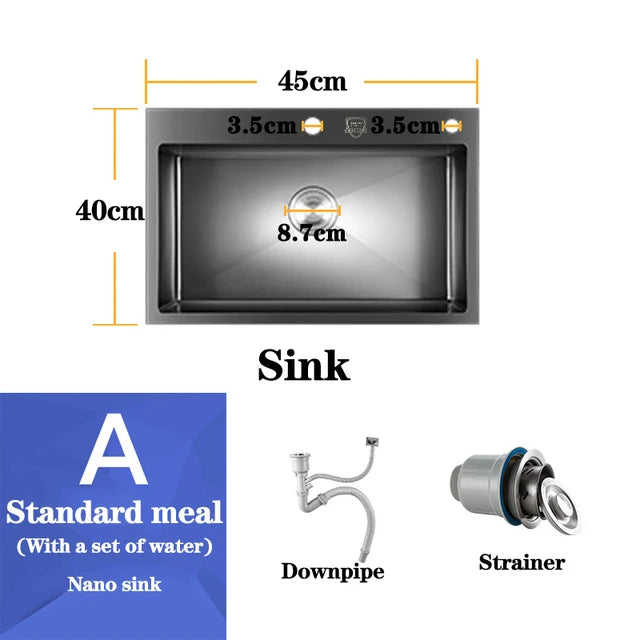 DQOK Stainless Steel Kitchen Sink Slot Dish Basin Kitchen sink Drain Basket And Drain Pip Rectangular