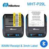 MHT-P29L Milestone Bluetooth 80mm Usb Thermal Receipt Printer Mini Tag Barcode Sticker Printer Receipt Printing Machine