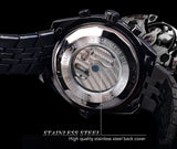 Jaragar 3 Dial Men's Automatic Watch Stainless Steel Mechanical Men's watches Date Week Display Luminous Wristwatch Blue Glass