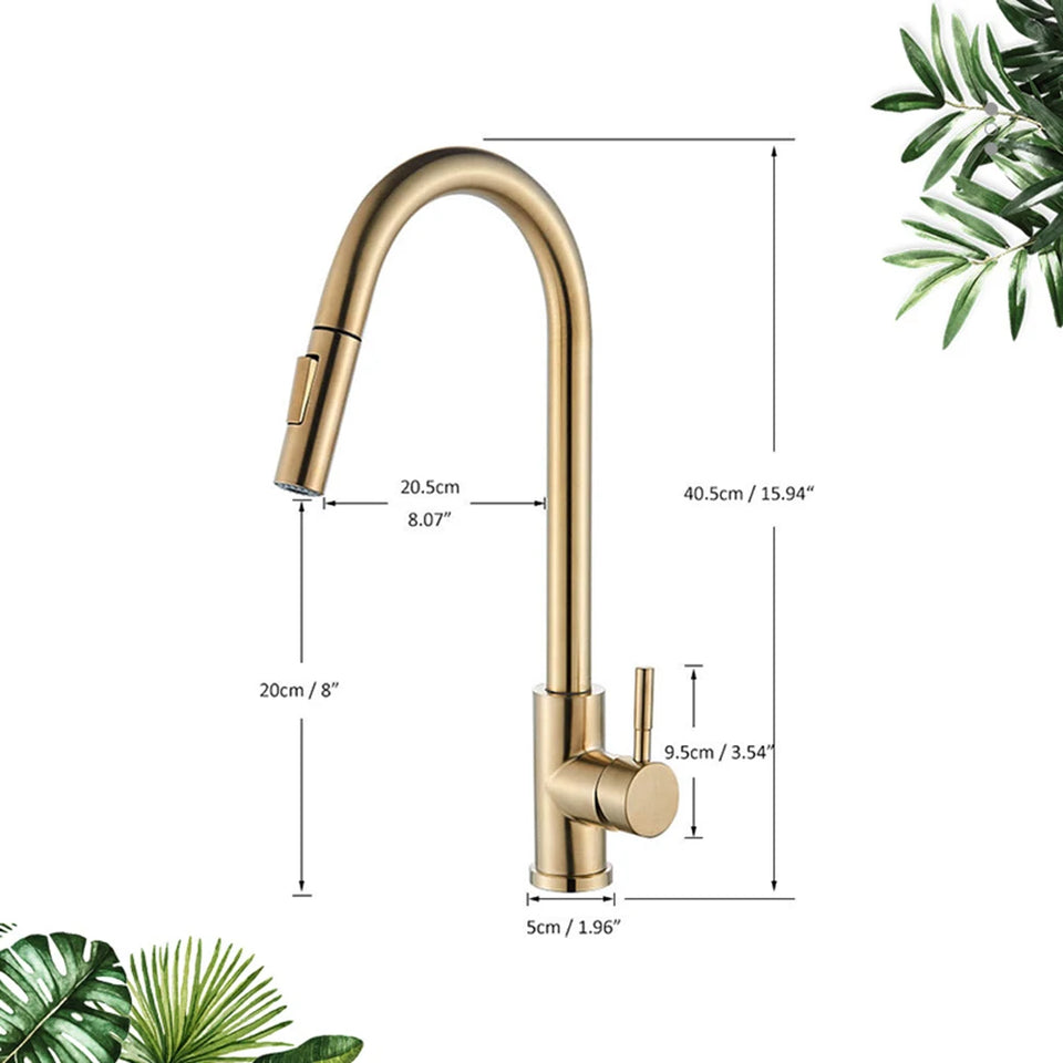 Smart Sensor Touch Kitchen Sink Faucet Brushed Nickel Poll Out Spout Black/Gold Sensor Faucets 360 Rotation Crane Two Functions