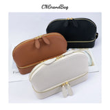 Personalized Cosmetic Bag Pu Leather Women Travel Makeup Bag with Jewelry Organizer Case 2 in 1 Ladies Travel Clutch Pouch
