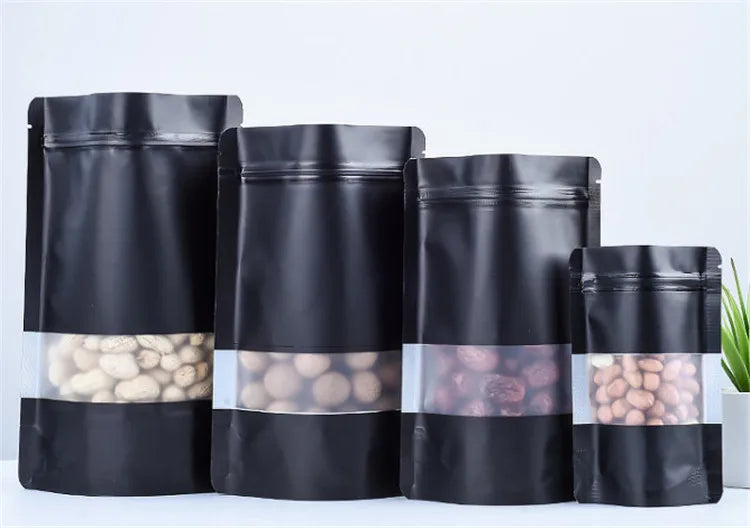 100PCS Stand-up Matte Aluminum Foil Window Ziplock Bag DIY Snack jewelry Spice Candy Customize Logo Brand Gift Storage Pouches