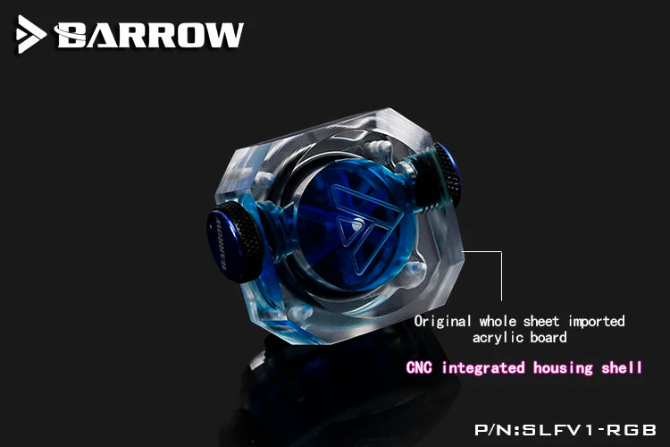 Barrow PC Water Cooling Flow Meter Indicator 5V 3 Pin LRC2.0 Version SLFV1-RGB for Water Cooling System RGB Flow Monitor