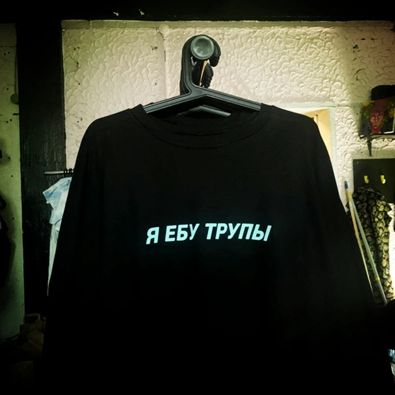 Reflective Russian Inscription Knitted Winter Thick Sweatshirt New Fashion Hoody Cotton Men's Balck Jacket Tops