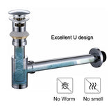 Bathroom Basin Bottle Trap Drain Modern Bathroom Sink P-Trap Set Pop Up Filter Chrome Basin Siphon Horse Accessory Renovation