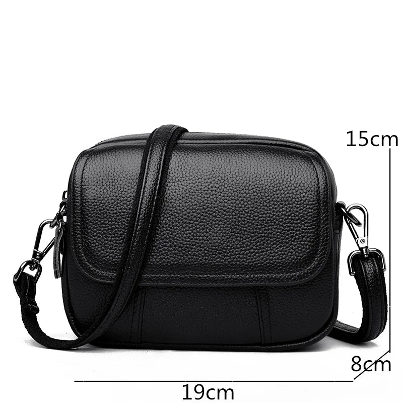 Genuine Leather Women's Casual Fashion Bag Women Messenger Bag Small Shoulder Bag Crossbody Bags for Real Cowhide Women Handbags